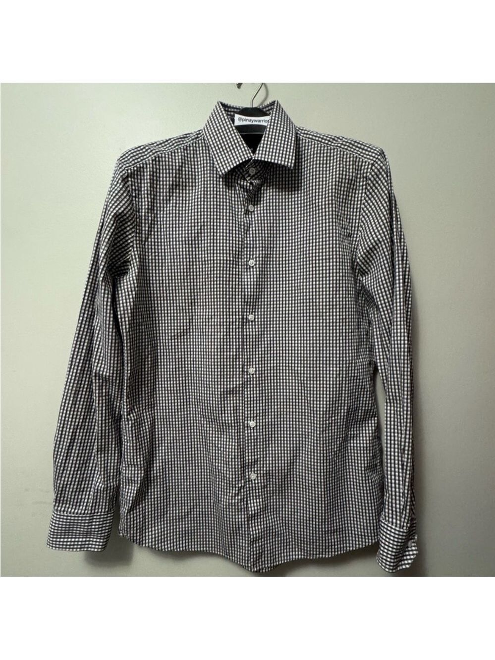 Boss Monochrome Checkered Button Down Shirt size 39 151/5 US medium